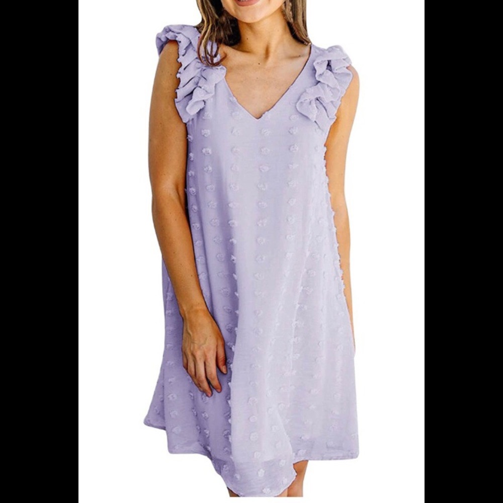 BRAND NEW in package Lilac Swiss Dot Ruffle Dress
